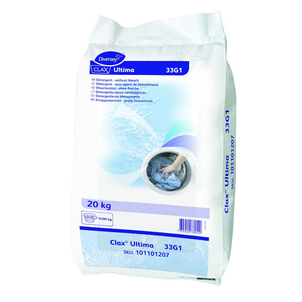 Clax Ultima 33G1 20kg - Απορρυπαντική σκόνη κυρίως πλύσης χωρίς λευκαντικό
