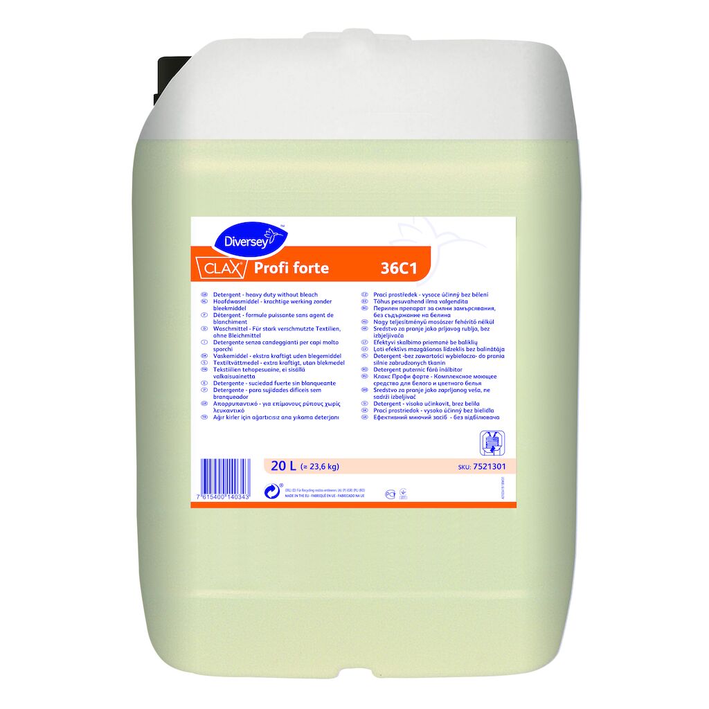 Clax Profi forte 36C1 20L - Υγρο απορρυπαντικό για το πλύσιμο λευκών και χρωματιστών υφασμάτων
