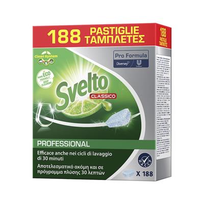 Svelto Pro Formula Classic Tablets 188x1pc - Ταμπλέτες υψηλής αποδοτικότητας, ιδανικά για απομάκρυνση επίμονων ρύπων σε όλες τις σκληρότητες νερού.