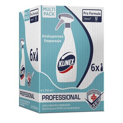 Klinex Pro Formula Alcohol Plus 6x0.75L - Επώνυμο έτοιμο προς χρήση απολυμαντικό σπρέι, ιδανικό για χώρους επεξεργασίας τροφίμων.